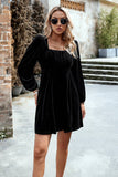 Black Velvet A line Holiday Party Dress with Pleated