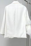 White Notched Lapel Two Buttons Women Party Blazer with Flower
