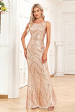 Sparkly Sleeveless Champagne Ball Dress Sequins