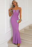 Mermaid Spaghetti Straps Purple Ball Dress