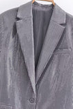 Sparkly Dark Grey Sequins Prom Unisex Women Blazer