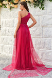 Hot Pink One Shoulder Sparkly Ball Dress
