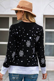 Black Christmas Reindeer Black Snowflake Sweater