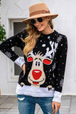 Black Christmas Reindeer Black Snowflake Sweater