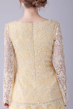 Daffodil Long Sleeves Lace Top Mother of the Bride Pant Suits