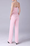 Pink 3 Pieces Lace Coat Mother of the Bride Pant Suits