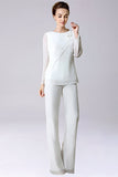 Jumpsuit/Pantsuit Separates Floor-Length Chiffon Mother of the Bride Dress With Bow
