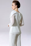 Jumpsuit/Pantsuit Separates Floor-Length Chiffon Mother of the Bride Dress With Bow