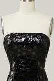 Black Strapless Sequined Mermaid Ball Dress