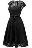 Black Lace Party Dress with Sleeves