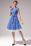 Royal Blue White Dot Vintage Dress