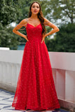 Red Beaded Long Ball Dress