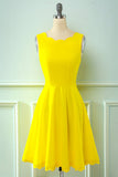 Yellow Vintage 1950s Dress with Hollow Lace