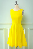 Yellow Vintage 1950s Dress with Hollow Lace