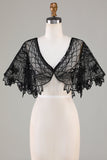 Sequins Black Glitter 1920s Cape with Beading