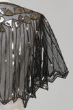 Sequins Black Glitter 1920s Cape with Beading