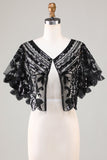 Glitter Sequins Black 1920s Cape