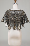 Glitter Sequins Black 1920s Cape