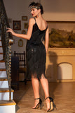 Black Roaring 1920s Gatsby Fringed Flapper Dress