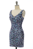 Black Sequin Fitted Cocktail Party Dress