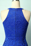Asymmetric Royal Blue Lace