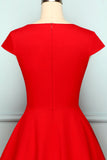 Red V Neck Vintage Dress