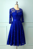 Royal Blue Rose Lace Dress