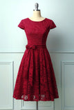 Dark Red Lace Midi Dress