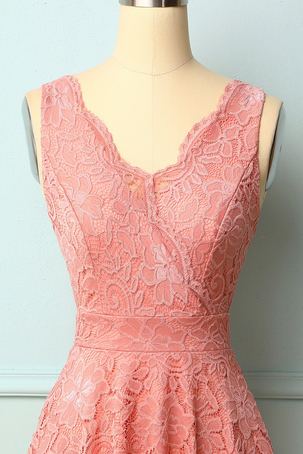 Blush V-Neck Lace Dress