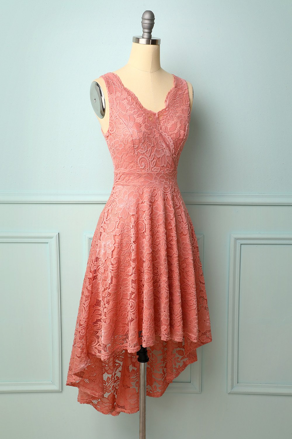 Blush V-Neck Lace Dress