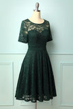 Dark Green Bridesmaid Lace Dress