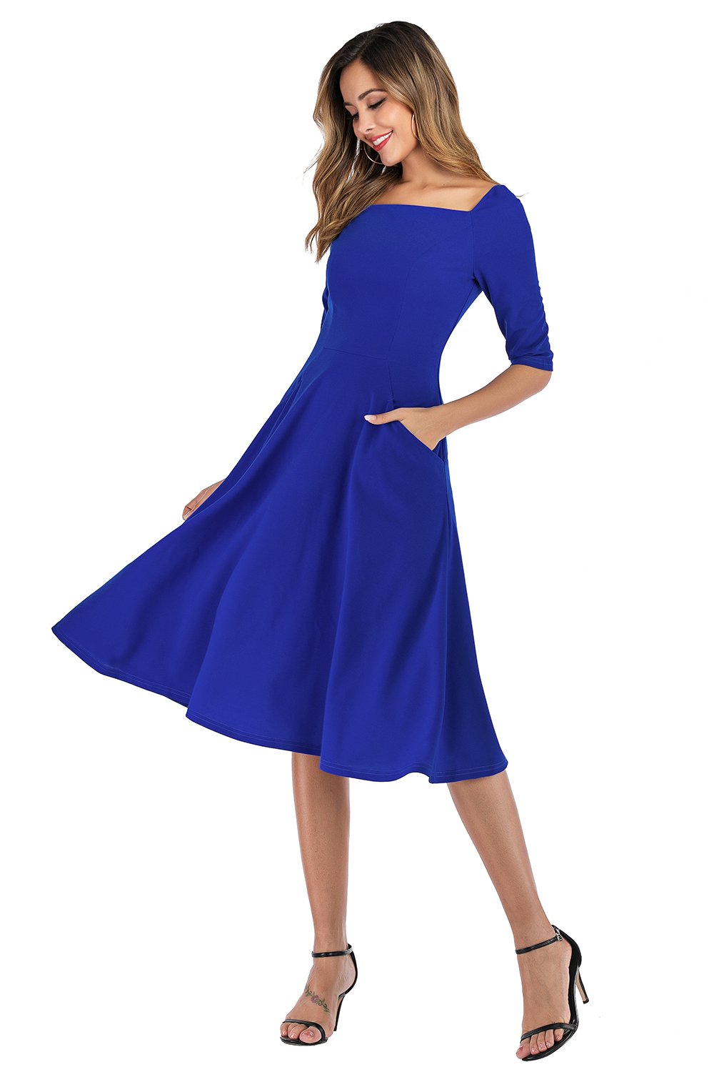 Royal Blue Dress with Pockets