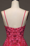 Spaghetti Straps A Line Red Ball Dress with Appliques