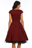 Red V Neck Vintage Dress