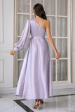 Lavender One Shoulder Simple Prom Dress