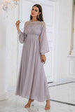 Grey Long Sleeves Chiffon Wedding Party Dress