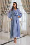 Blue Long Sleeves Mother Dress