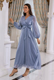 Blue Long Sleeves Mother Dress