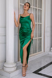 Green Sheath Prom Dress with Slit