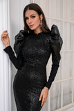 Black Sequins Bodycon Party Dress