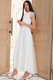 One Shoulder White Party Dress with Net Yarn