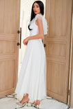 One Shoulder White Party Dress with Net Yarn