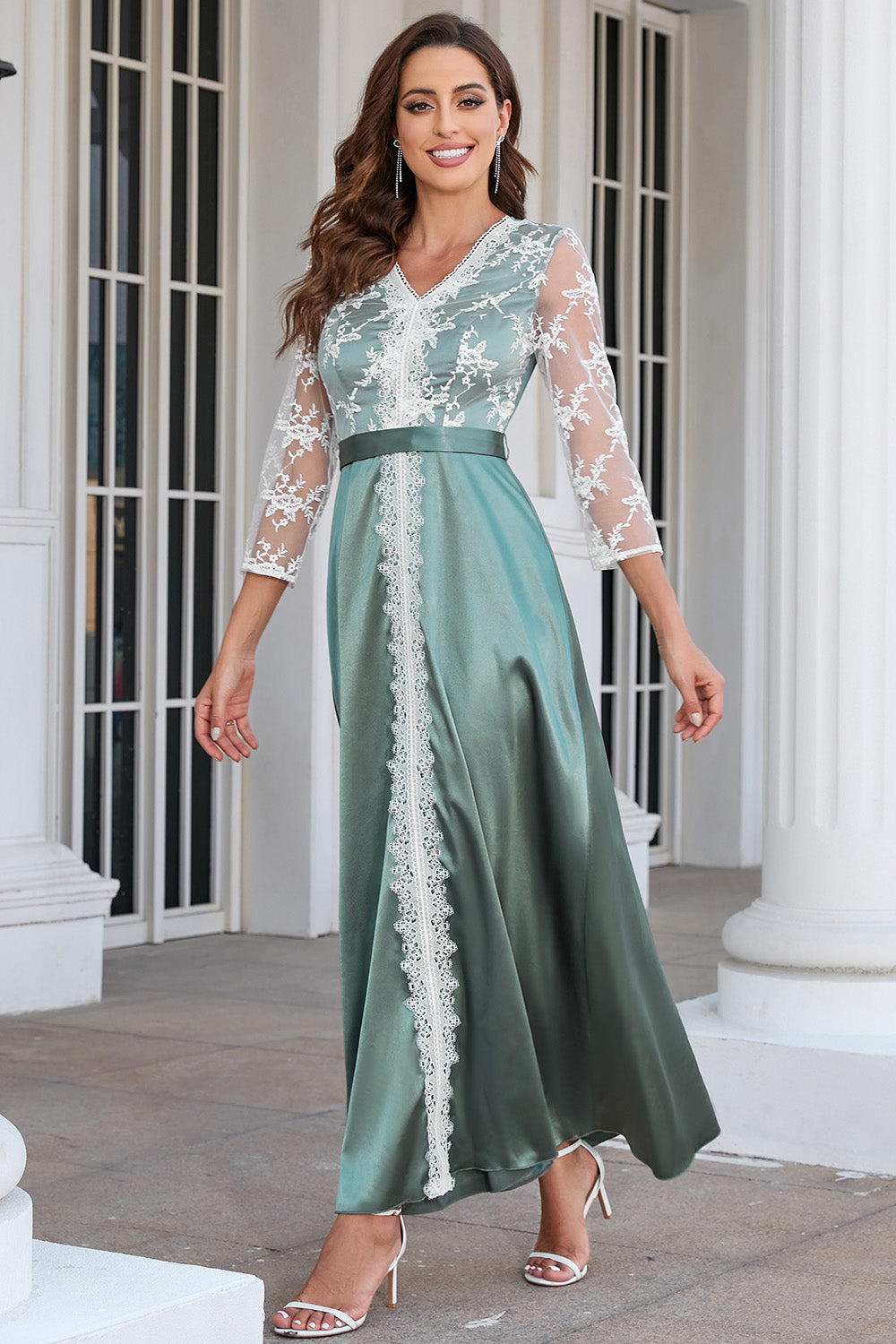 Green Mother Of The Bride Dress With Lace
