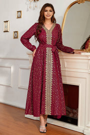 Burgundy V Neck Mother Of The Bride Dress