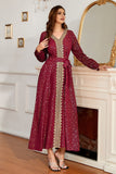 Burgundy V Neck Mother Of The Bride Dress