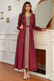 Burgundy V Neck Mother Of The Bride Dress