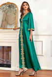 Green Formal Evening Dress with Sleeves