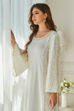 White Flare Sleeves Mother of the Bride Dress with Lace