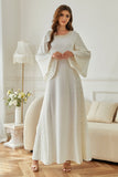 White Flare Sleeves Mother of the Bride Dress with Lace