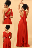 Rust Red Convertible Chiffon Long Bridesmaid Dress